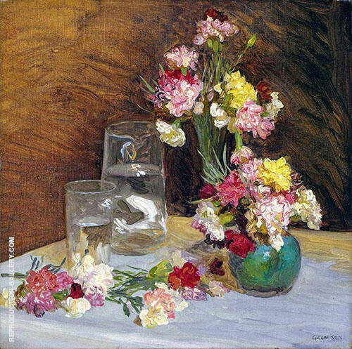 Carnations 1920 by Sir George Clausen | Oil Painting Reproduction