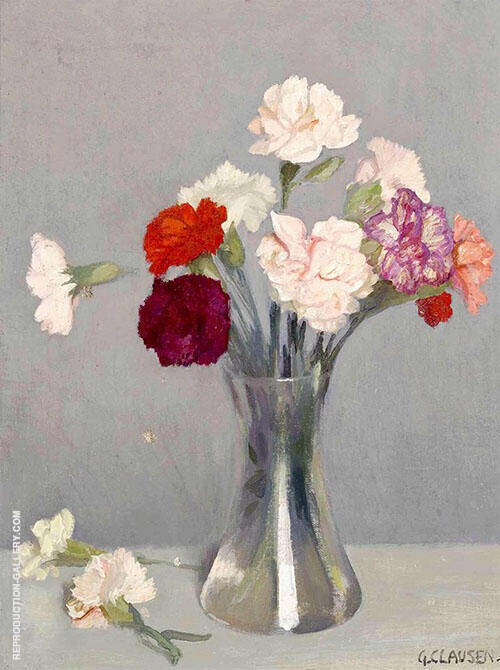 Carnations 1924 by Sir George Clausen | Oil Painting Reproduction