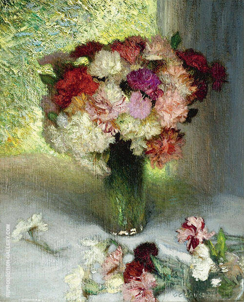 Carnations and Pinks by Sir George Clausen | Oil Painting Reproduction