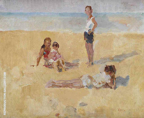 A Family on the Beach by Isaac Israels | Oil Painting Reproduction