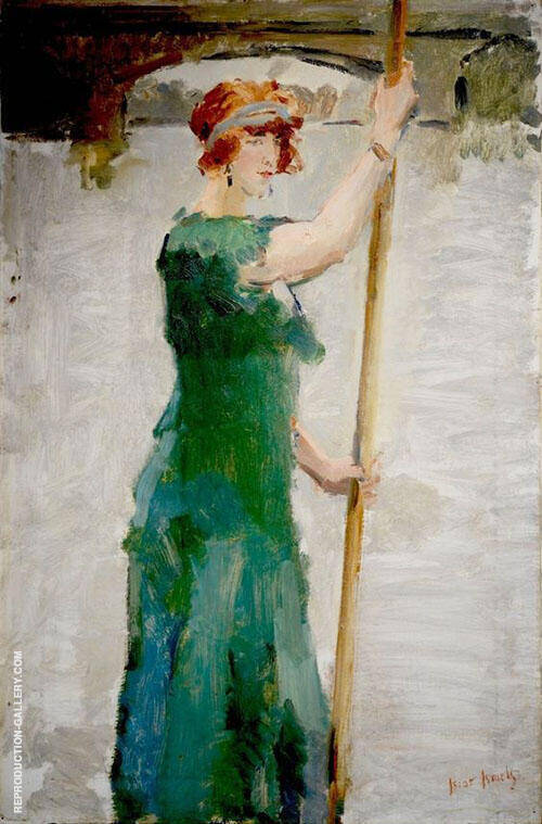 Woman in Long Green Dress, Boating | Oil Painting Reproduction