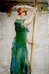 Woman in Long Green Dress, Boating By Isaac Israels