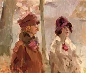 Elegant Ladies Strolling in the Park By Isaac Israels