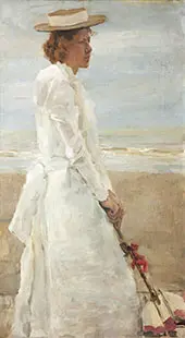Portrait of Jaqueline Sandberg By Isaac Israels