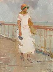 Lady Walking on Scheveningen Pier By Isaac Israels