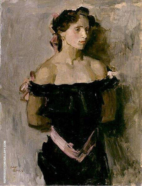 Woman in Black Evening Dress by Isaac Israels | Oil Painting Reproduction