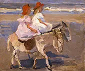 Donkey Riding on the Beach By Isaac Israels