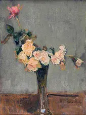Roses in a Glass Vase By Isaac Israels