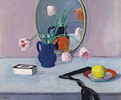 Still Life with Pink Tulips in a Blue Jar By Francis Campbell Boileau Cadell