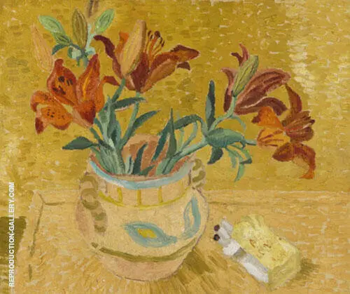 Lilies in a Decorated Bowl 1928 By Christopher Wood