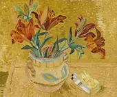 Lilies in a Decorated Bowl 1928 By Christopher Wood