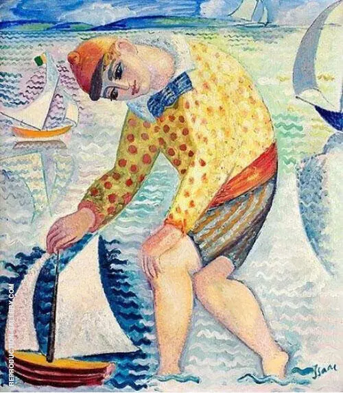 Boy with Sailing Boat 1918 By Isaac Grunewald