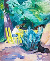 Girl with Dog in The Garden By Isaac Grunewald