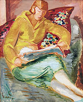 In Yellow Cardigan and Green Skirt By Isaac Grunewald