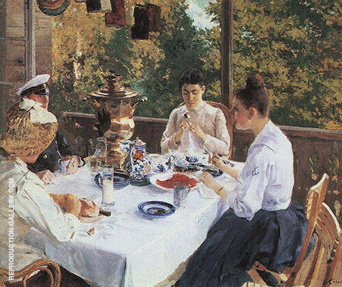 At The Tea Table 1888 by Konstantin Korovin | Oil Painting Reproduction