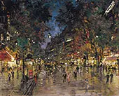 Bustling Street in Paris By Konstantin Korovin