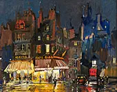 Paris by Night on Rue Lepic in Montmartre By Konstantin Korovin