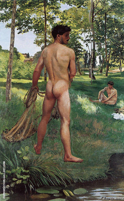 Fisherman with a Net 1868 by Frederic Bazille | Oil Painting Reproduction