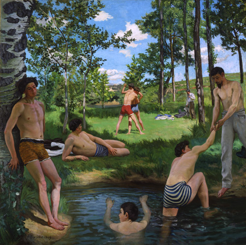 Summer Scene Bathers 1869 by Frederic Bazille | Oil Painting Reproduction