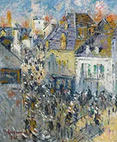 Aven Bridge Market Day By Gustave Loiseau