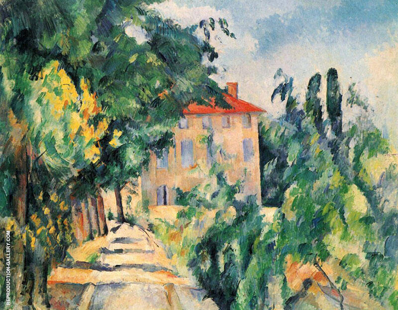 House with Red Roof 1890 by Paul Cezanne | Oil Painting Reproduction
