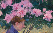 Peonies and Head of a Woman 1887 By John Peter Russell