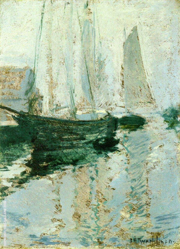 Gloucester Boats c1901 by John Henry Twachtman | Oil Painting Reproduction