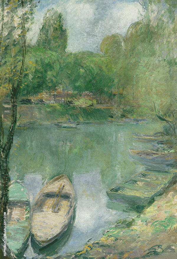 Boats Moored on a Pond by John Henry Twachtman | Oil Painting Reproduction