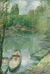 Boats Moored on a Pond By John Henry Twachtman