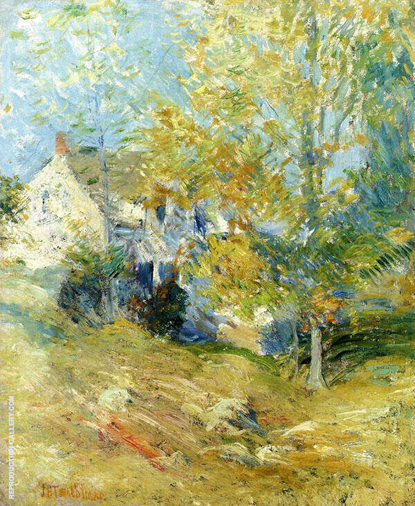 The Artist's House Through the Trees. Autumn Afternoon c1895 | Oil Painting Reproduction