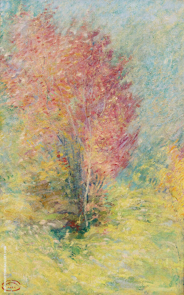 The Red Maple 1890 by John Henry Twachtman | Oil Painting Reproduction