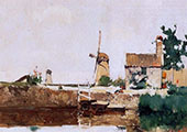 Windmills Dordrecht 1881 By John Henry Twachtman