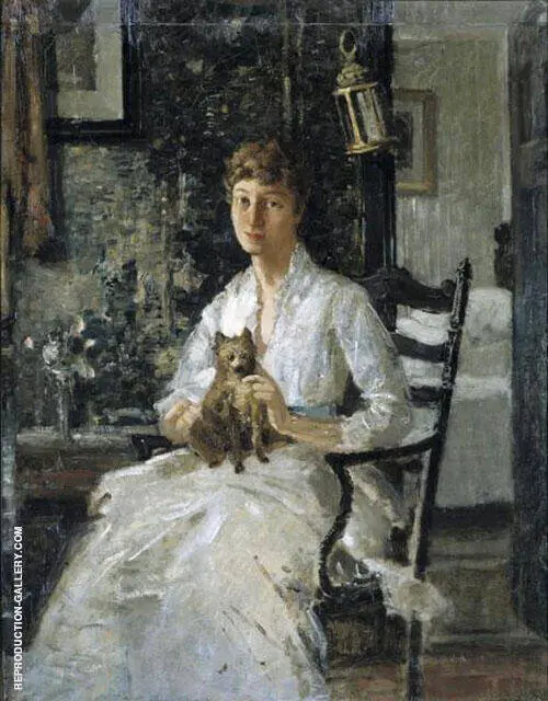 Portrait of a Lady with a Dog c1890 By J. Alden Weir