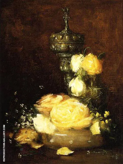 Silver Chalice with Roses 1882 By J. Alden Weir