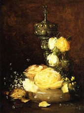 Silver Chalice with Roses 1882 By J. Alden Weir