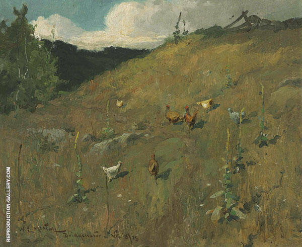 Landscape with Chickens | Oil Painting Reproduction
