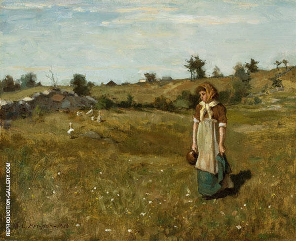 Woman in a Field 1878 by Willard Leroy Metcalf | Oil Painting Reproduction