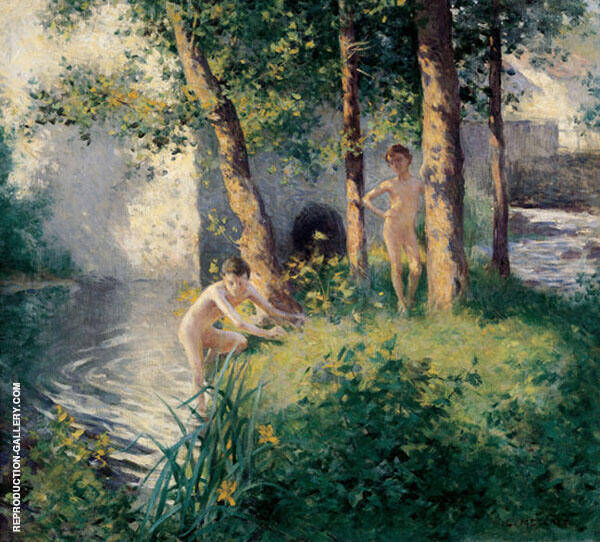 The Bathing Pool 1886 by Willard Leroy Metcalf | Oil Painting Reproduction