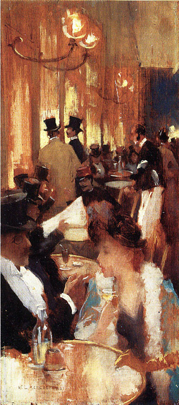 In the Cafe 1888 by Willard Leroy Metcalf | Oil Painting Reproduction