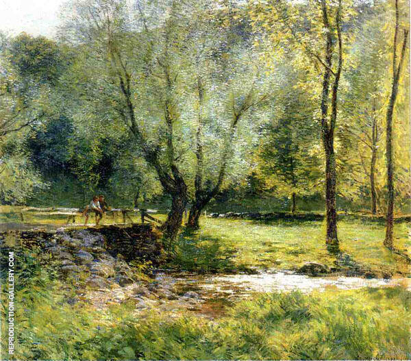 Boys Fishing 1908 by Willard Leroy Metcalf | Oil Painting Reproduction