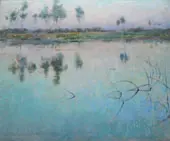 Reflections at Grez sur Loing 1885 By Willard Leroy Metcalf