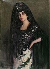 Woman with Mantilla By Ramon Casas