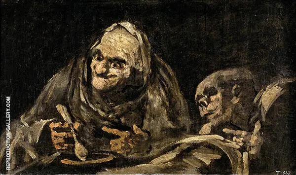 Two Men Eating Soup 1823 By Francisco Goya