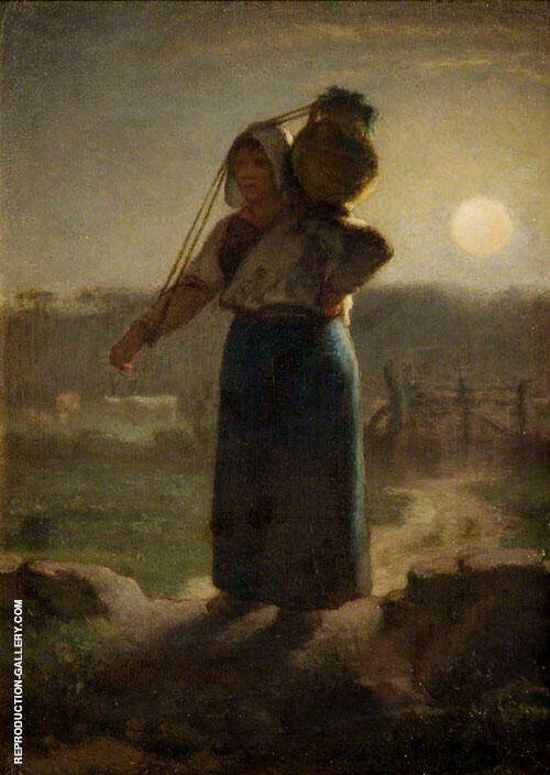 A Milkmaid c1853 by Jean Francois Millet | Oil Painting Reproduction