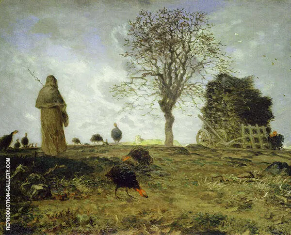 Autumn Landscape with Flock of Turkeys c1872 By Jean Francois Millet