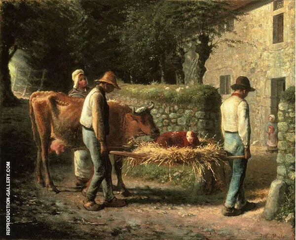 Peasant Bringing Home a Calf Born in the Fields By Jean Francois Millet