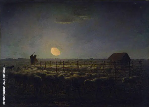 Sheepfold, Moonlight c1856 By Jean Francois Millet