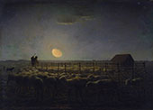 Sheepfold, Moonlight c1856 By Jean Francois Millet