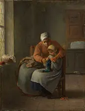 The Knitting Lesson c1860 By Jean Francois Millet