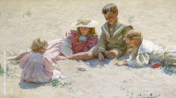 Children by The Seashore | Oil Painting Reproduction